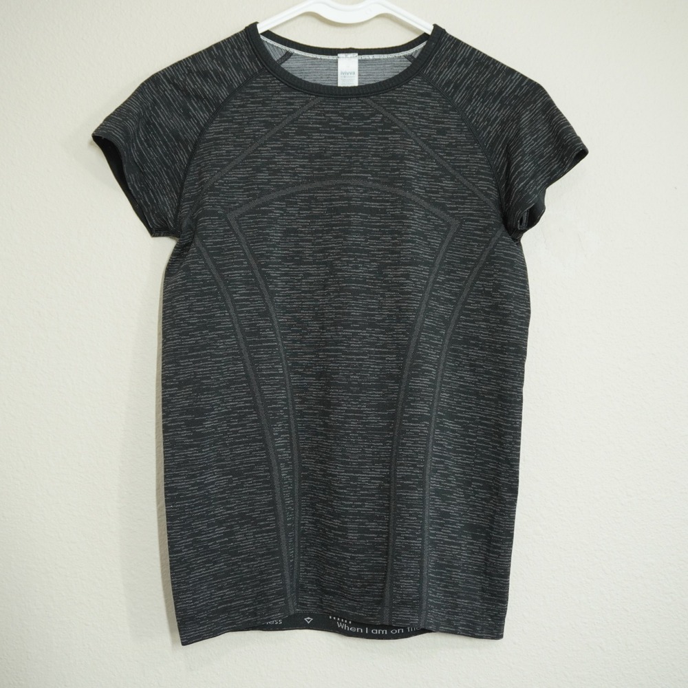 Ivivva by Lululemon Girls 14‎ Fly Tech Short Sleeve Athletic Top Black Space Dye